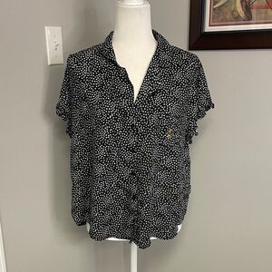 Juicy Couture Black Label Sleep Short Sleeve Black White Ruffle Size XL Top